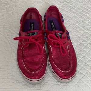 Women’s Sperry Pink Sequin Topsider Loafers Size 9